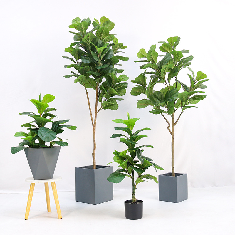 Fiddle Leaf Fig - 人工観葉植物、プラスチック製の鉢植え、フィドルリーフフィカス（Ficus lyrata） ​ オフィス、庭、家庭の装飾に最適な、本物そっくりの人工植物 F1450