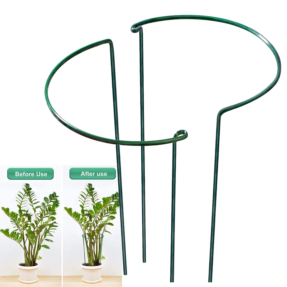 Plant Support Stake - 屋外頑丈な金属製の植物サポート,ステークス,ガーデン,グリーンリングボーダー,トチ,アジサイ,フラワー,2個
