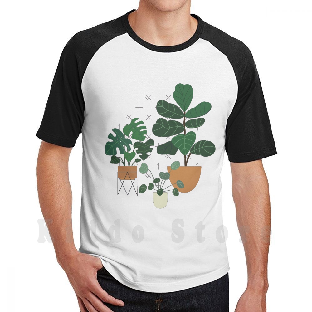 Fiddle Leaf Fig - 植物愛好家向けTシャツ コットン メンズ DIYプリント クールなTシャツ モンステラ
