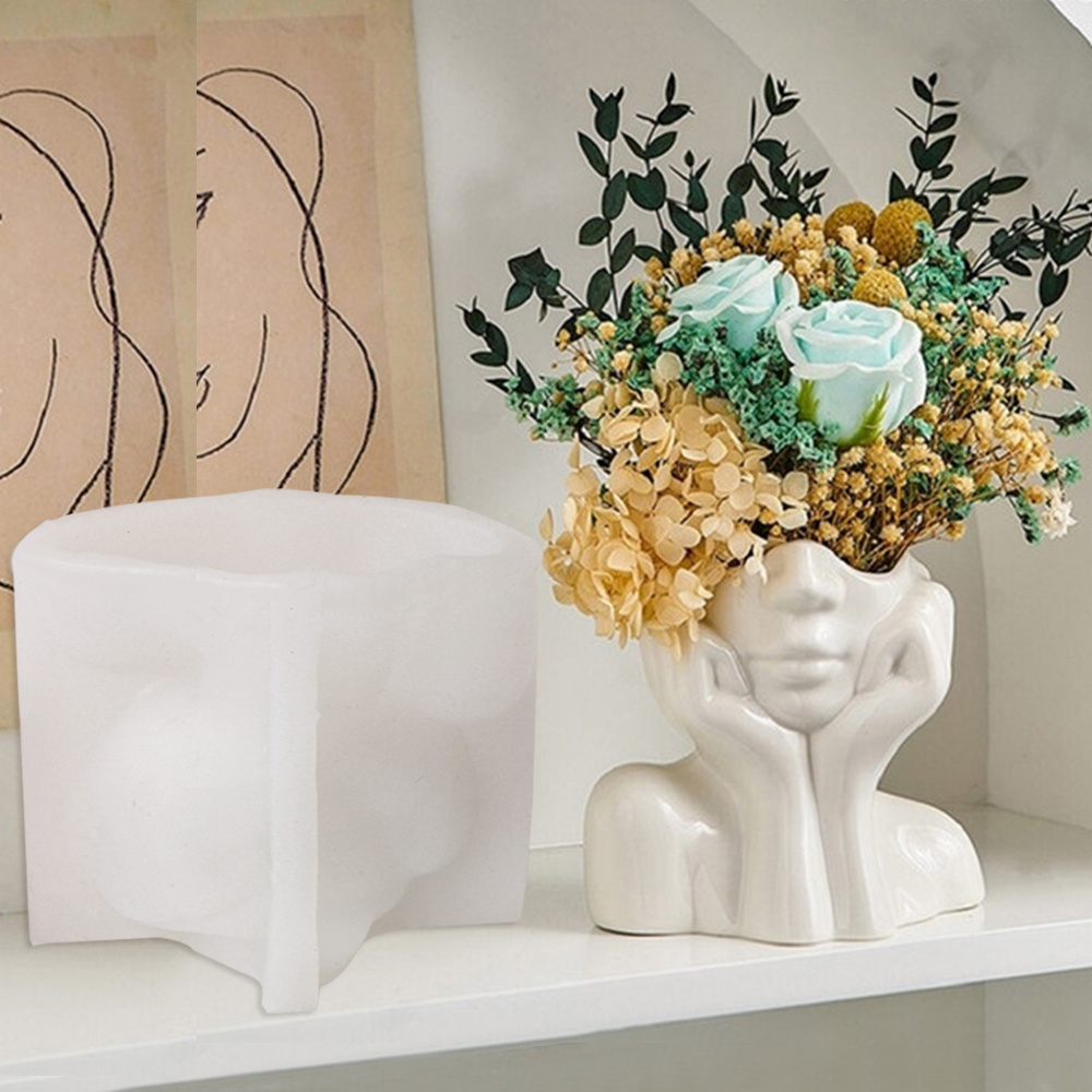 抽象的な顔プランターポットシリコーン型燭台収納多肉植物セメン - Succulent Set のレビューと価格
