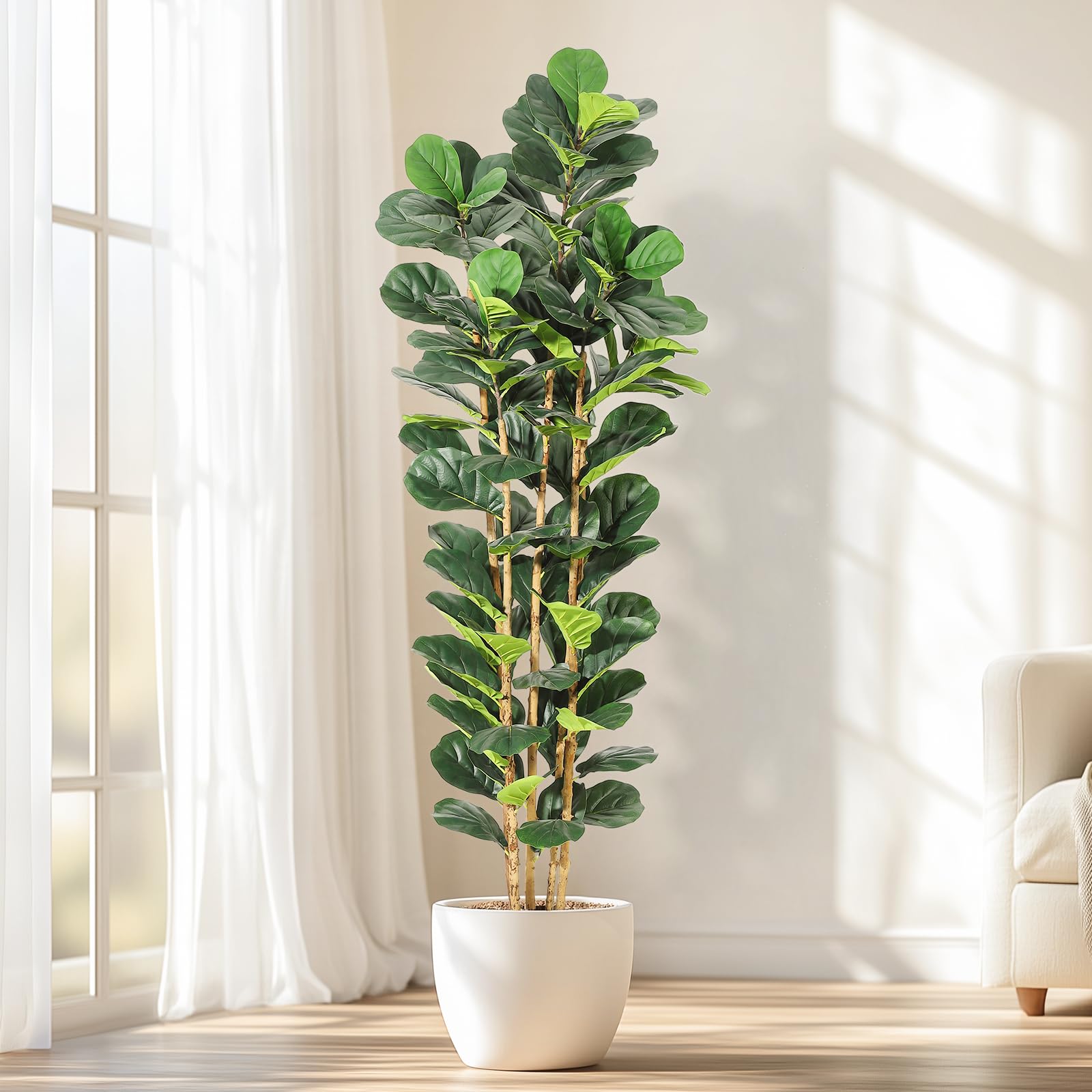 人工フィカスツリー（フィドルリーフフィグ）5/6/7フィート - Fiddle Leaf Fig のレビューと価格