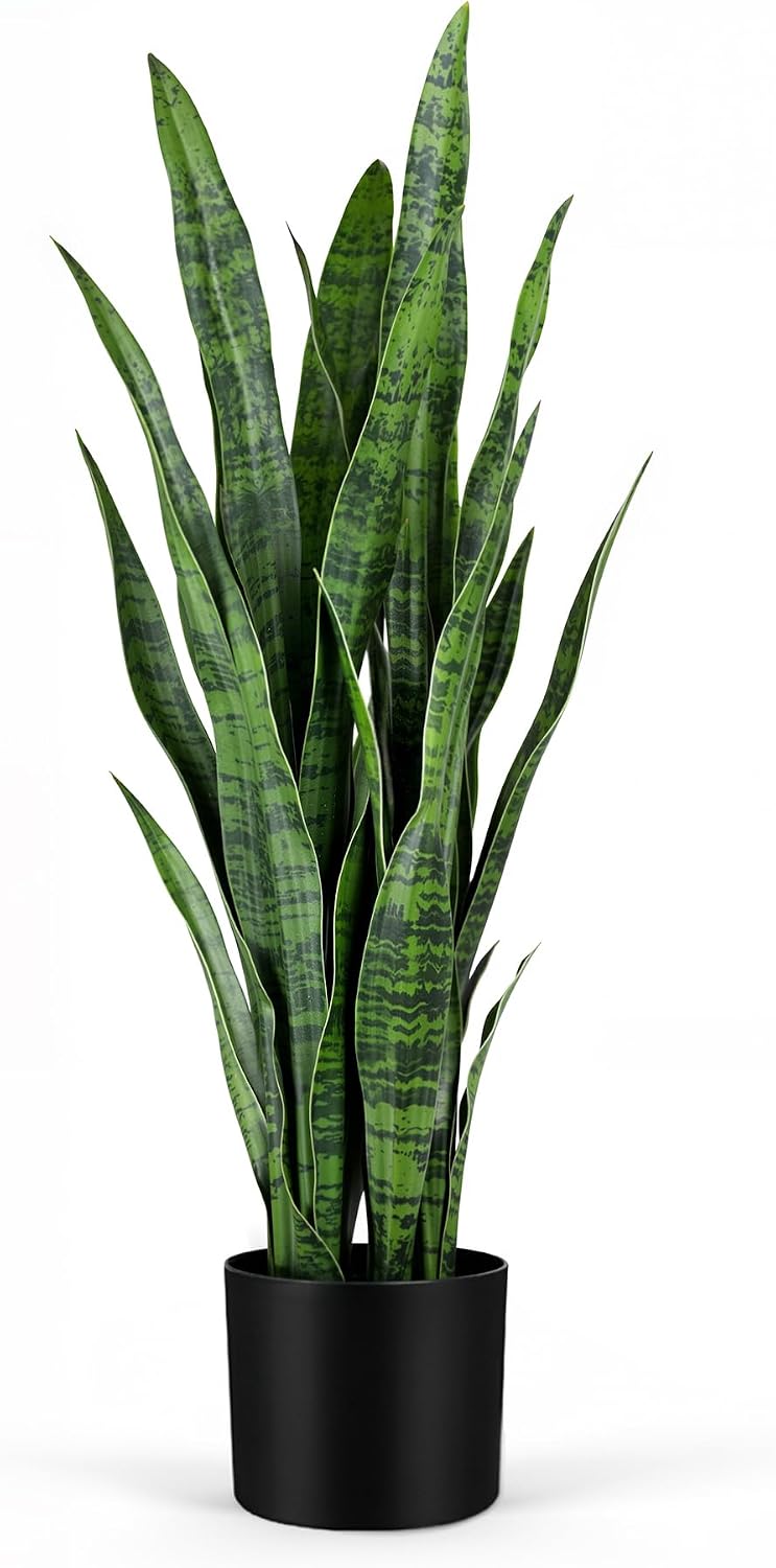 人工のスネークプラント、高さ約89cmの緑色の造花サンセベリ - Snake Plant のレビューと価格